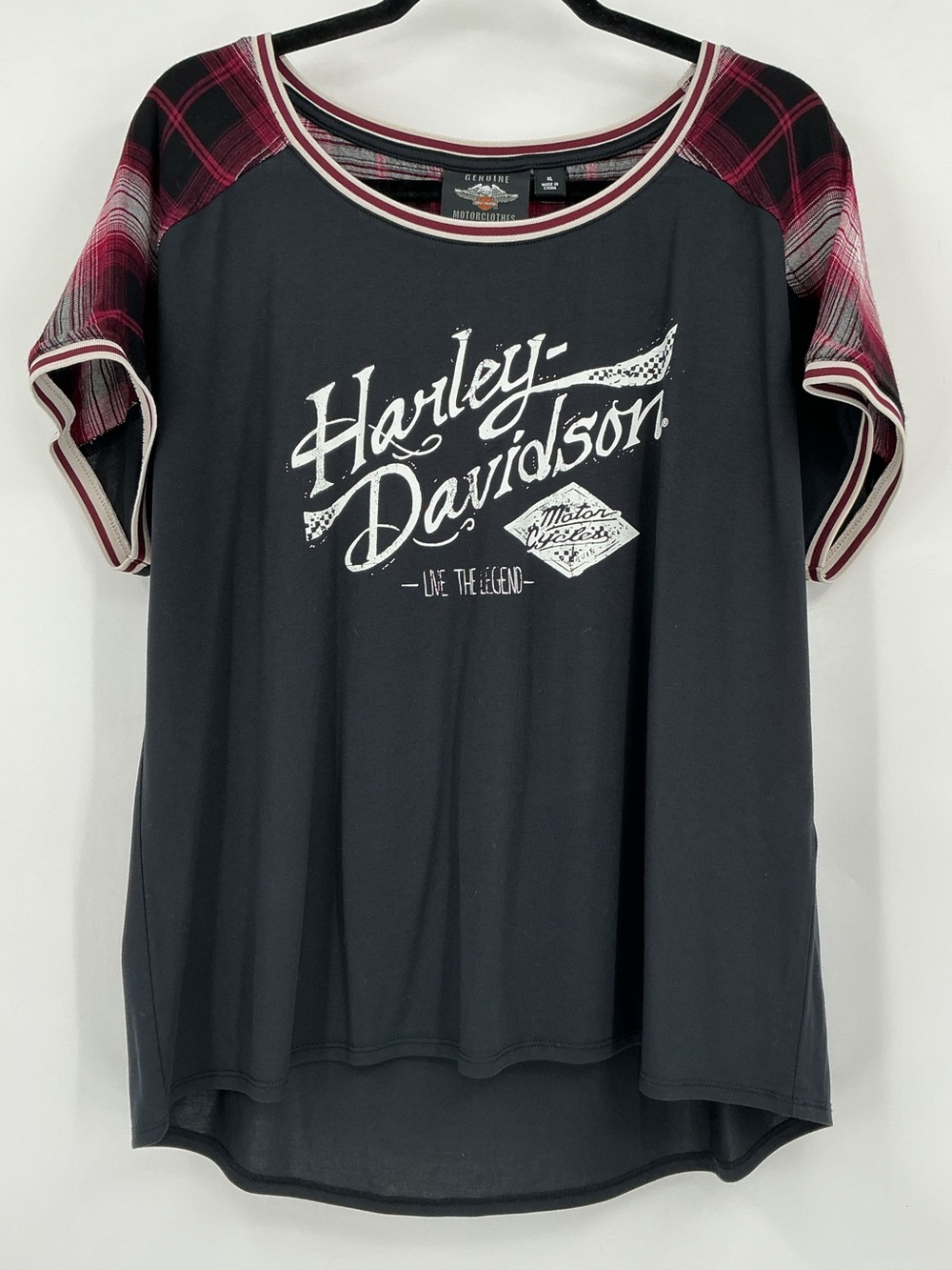 Harley-Davidson Women’s Plaid Raglan Short Sleeve Tee